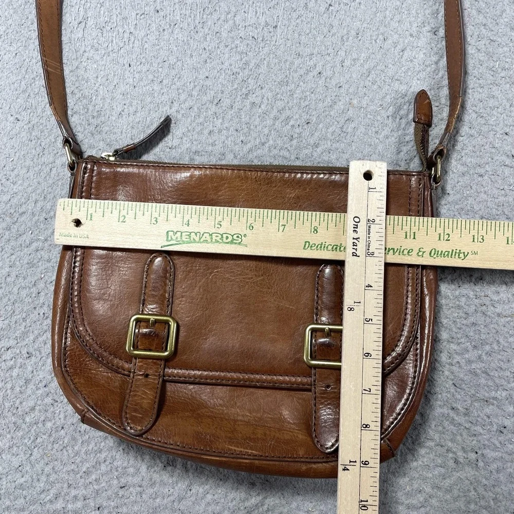 Frye Crossbody Bag Womens Small Brown Leather Buckle Claude Adjustable Strap